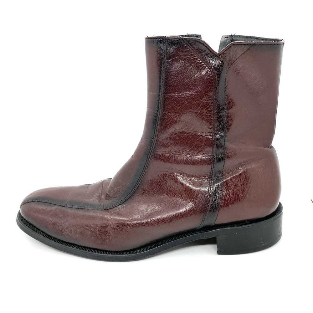 Florsheim Men's Duke Leather Boots Ankle Side Zipper Sz 8 D Cherry 11087-05